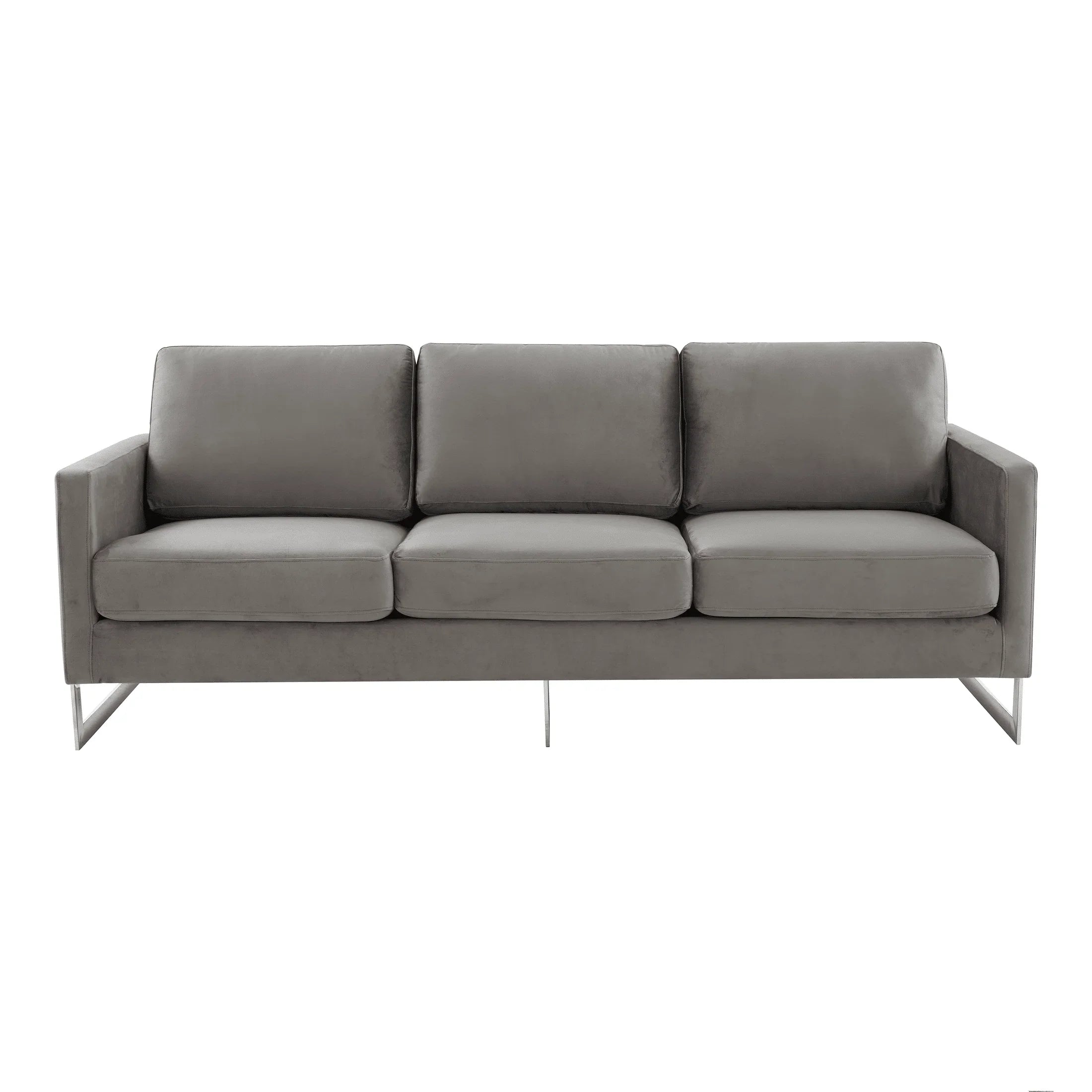 Lincoln 3-Seater Sofa Upholstered in Velvet Fabric with Chrome Stainless Steel Frame - Elax Furniture