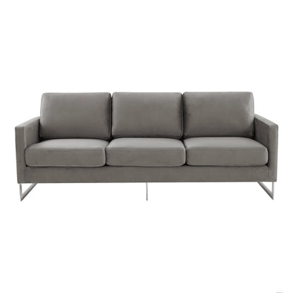 Lincoln 3-Seater Sofa Upholstered in Velvet Fabric with Chrome Stainless Steel Frame - Elax Furniture