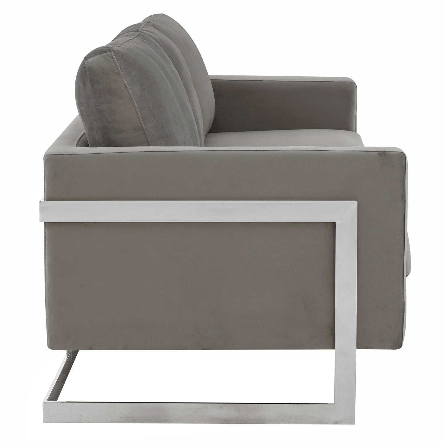Lincoln 3-Seater Sofa Upholstered in Velvet Fabric with Chrome Stainless Steel Frame - Elax Furniture