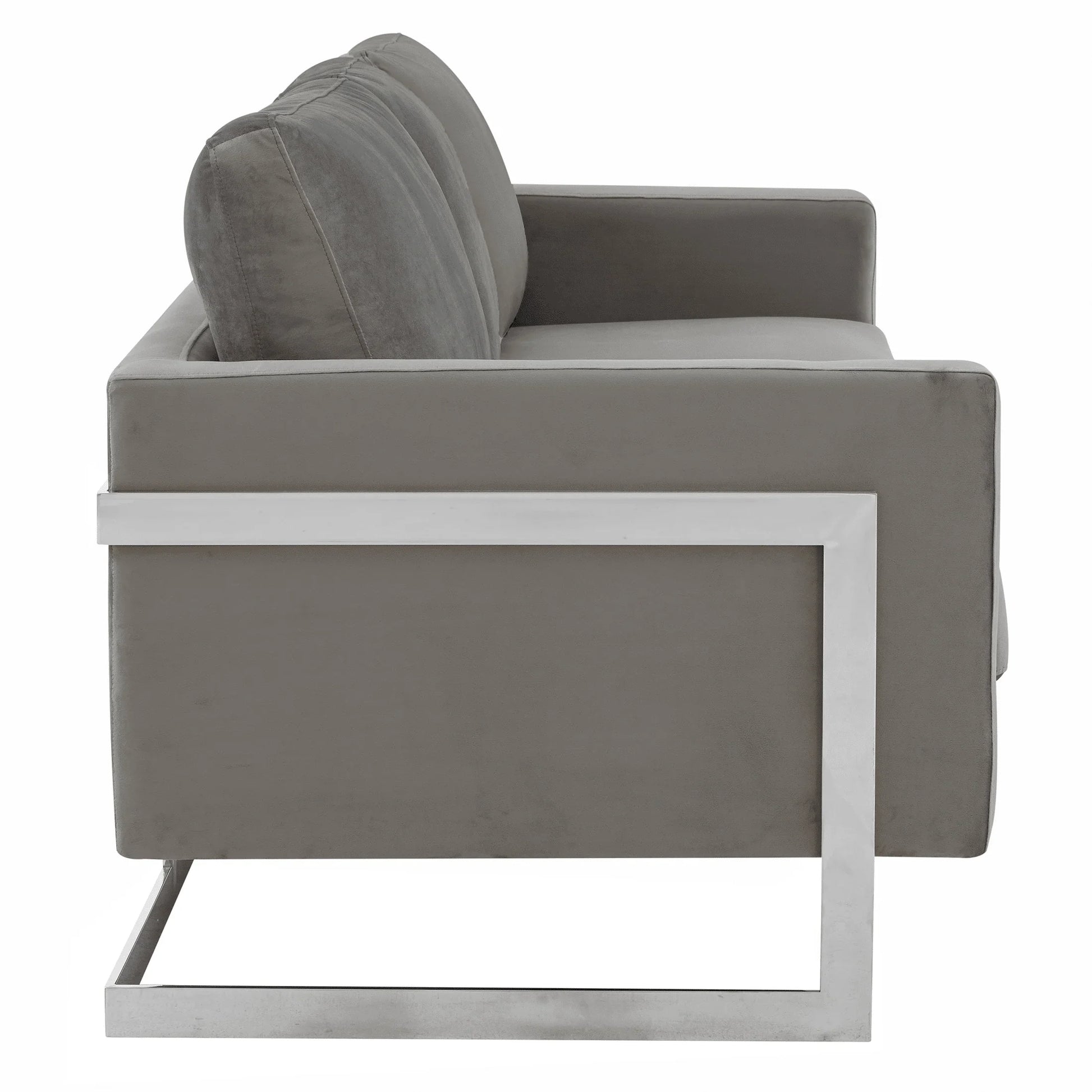 Lincoln 3-Seater Sofa Upholstered in Velvet Fabric with Chrome Stainless Steel Frame - Elax Furniture
