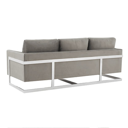 Lincoln 3-Seater Sofa Upholstered in Velvet Fabric with Chrome Stainless Steel Frame - Elax Furniture