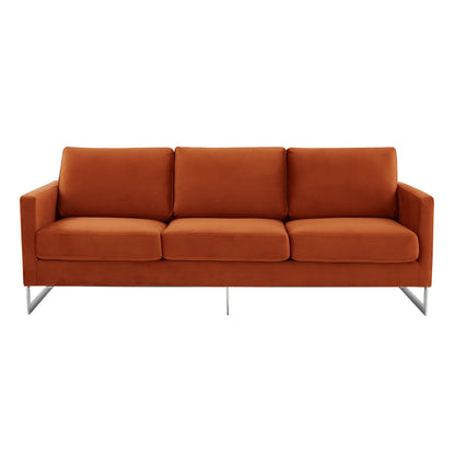 Lincoln 3-Seater Sofa Upholstered in Velvet Fabric with Chrome Stainless Steel Frame - Elax Furniture