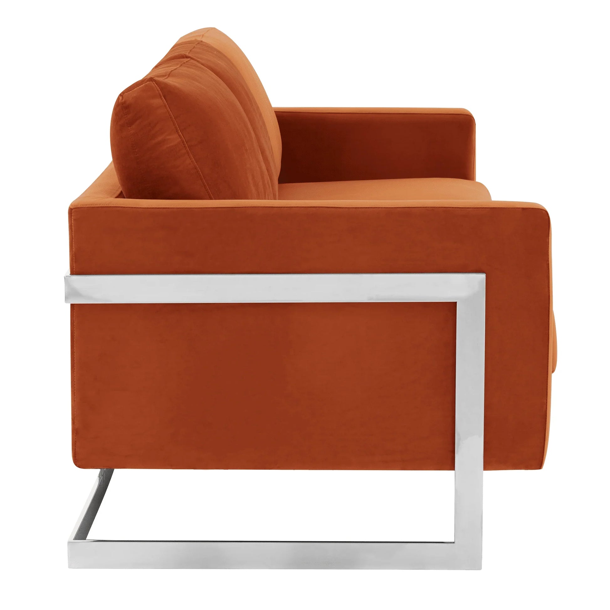 Lincoln 3-Seater Sofa Upholstered in Velvet Fabric with Chrome Stainless Steel Frame - Elax Furniture