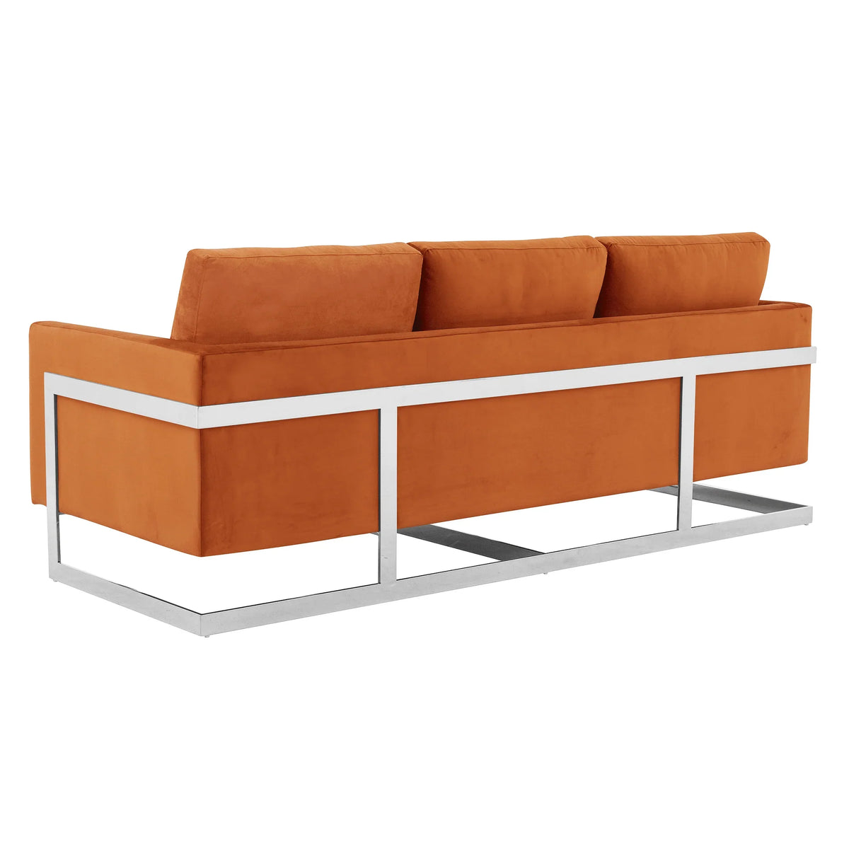 Lincoln 3-Seater Sofa Upholstered in Velvet Fabric with Chrome Stainless Steel Frame - Elax Furniture