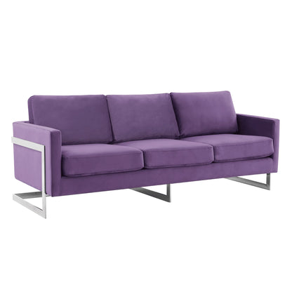 Lincoln 3-Seater Sofa Upholstered in Velvet Fabric with Chrome Stainless Steel Frame - Elax Furniture