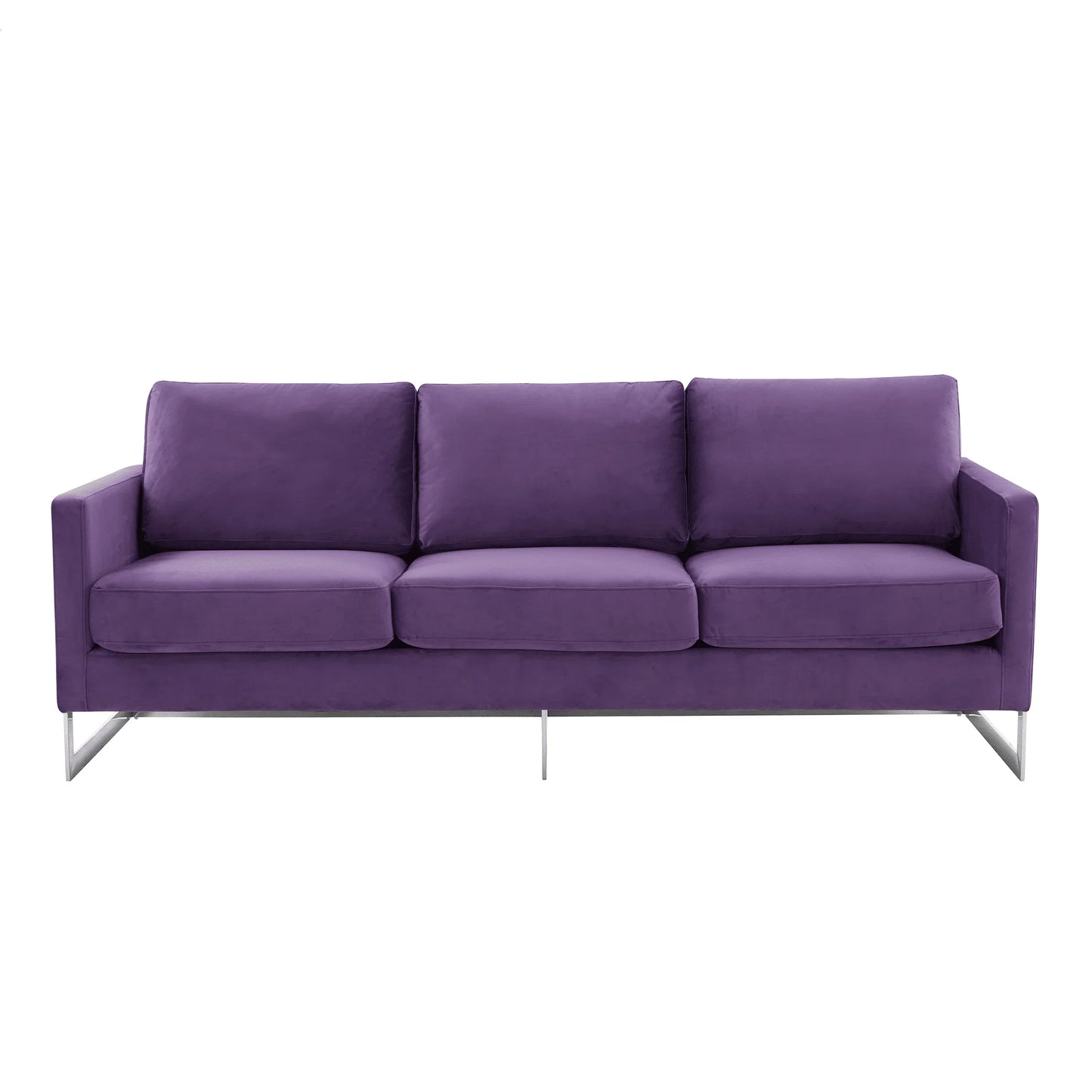 Lincoln 3-Seater Sofa Upholstered in Velvet Fabric with Chrome Stainless Steel Frame - Elax Furniture