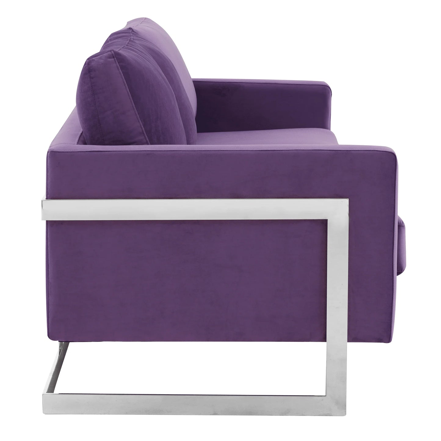 Lincoln 3-Seater Sofa Upholstered in Velvet Fabric with Chrome Stainless Steel Frame - Elax Furniture