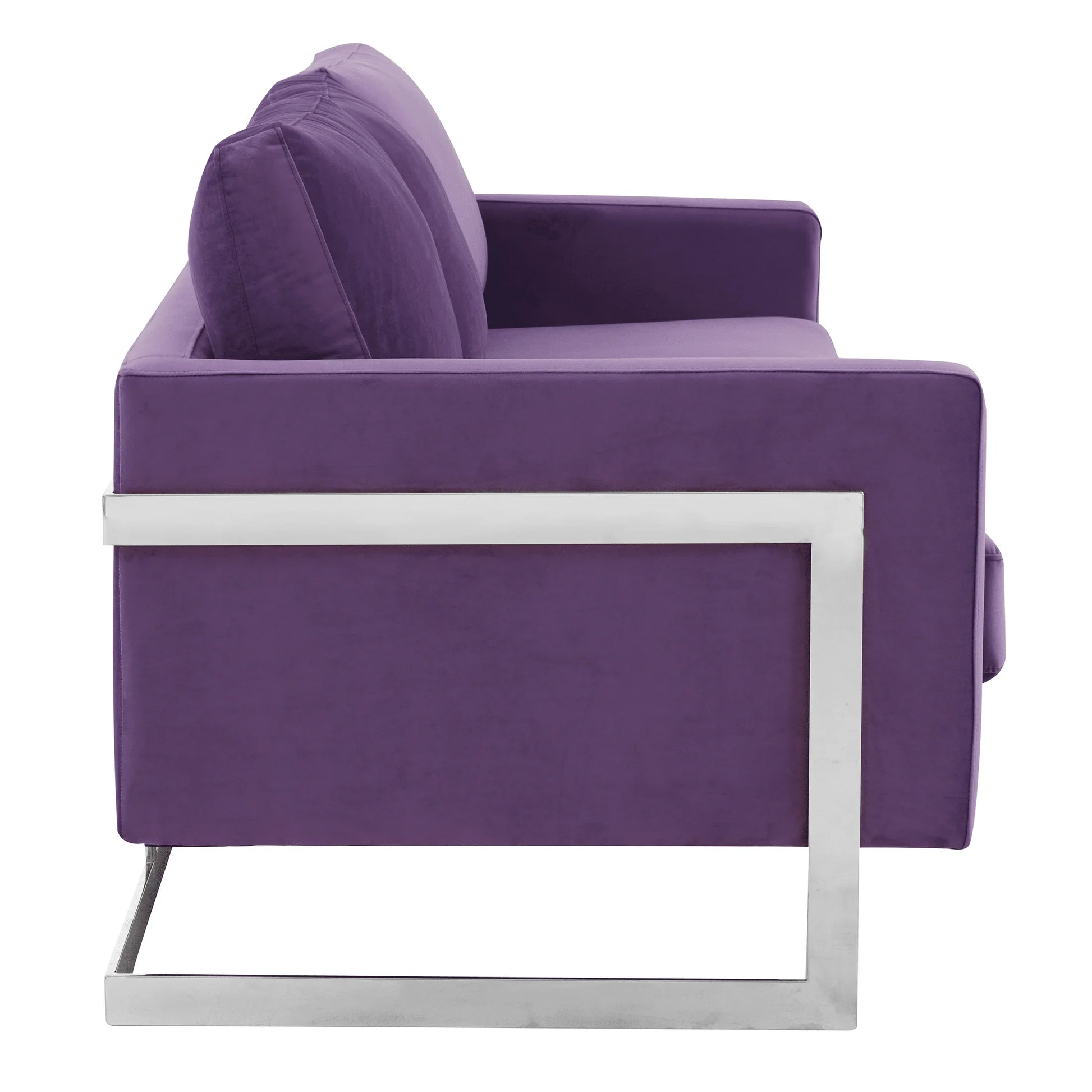 Lincoln 3-Seater Sofa Upholstered in Velvet Fabric with Chrome Stainless Steel Frame - Elax Furniture