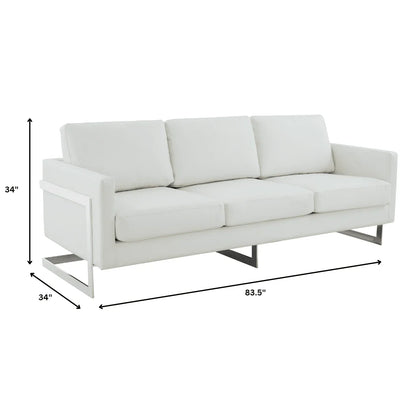 Lincoln 3-Seater Sofa Upholstered in Leather with Chrome Stainless Steel Frame - Elax Furniture