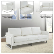 Lincoln 3-Seater Sofa Upholstered in Leather with Chrome Stainless Steel Frame - Elax Furniture