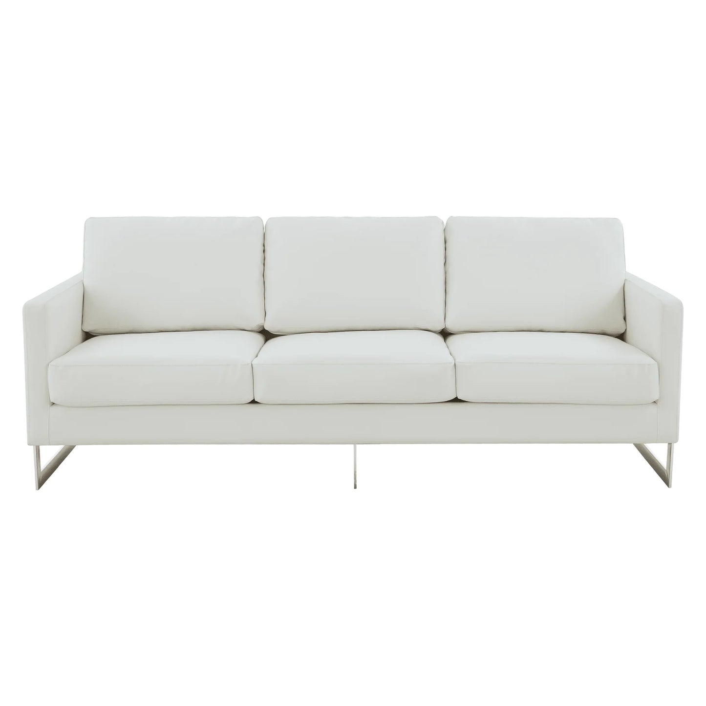Lincoln 3-Seater Sofa Upholstered in Leather with Chrome Stainless Steel Frame - Elax Furniture