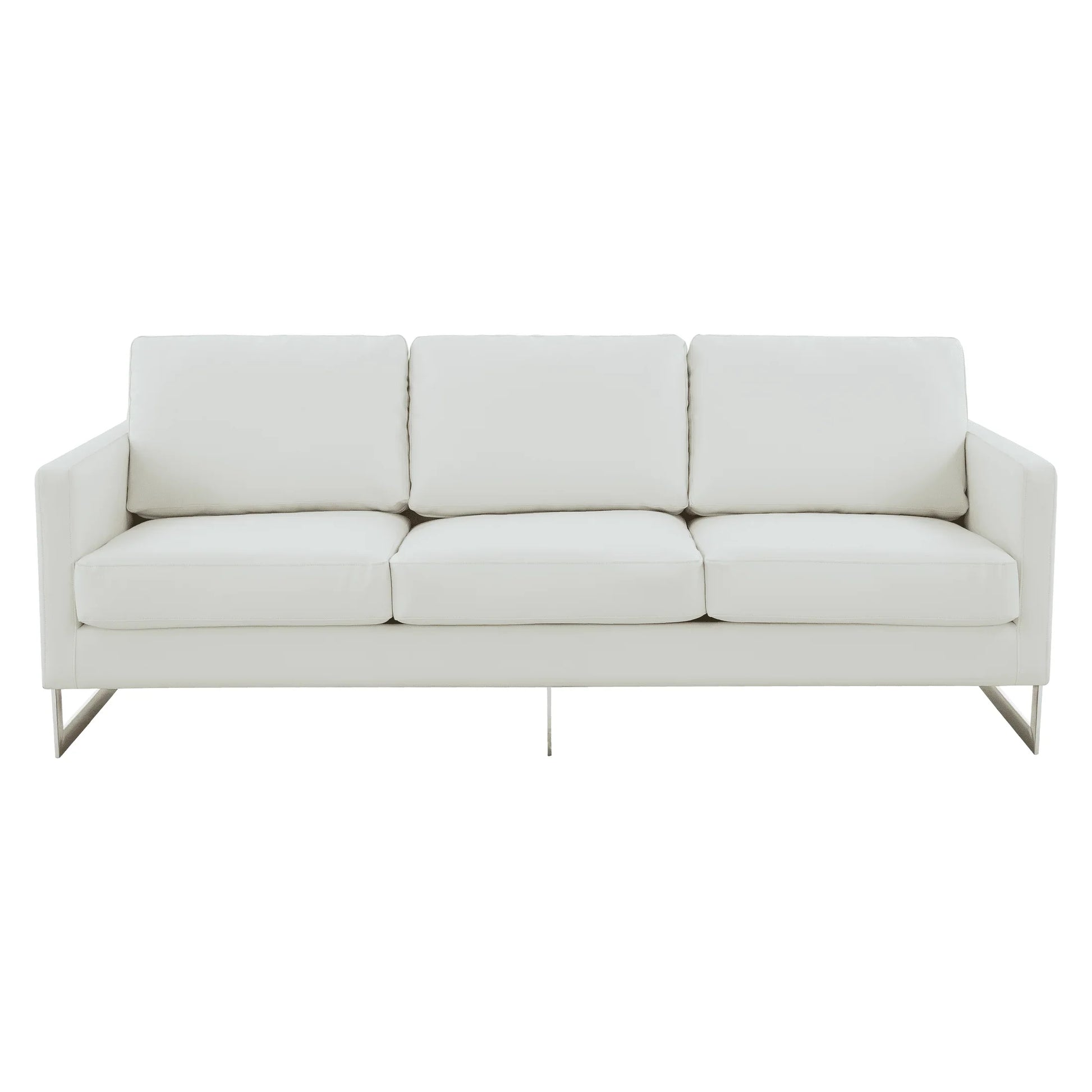 Lincoln 3-Seater Sofa Upholstered in Leather with Chrome Stainless Steel Frame - Elax Furniture