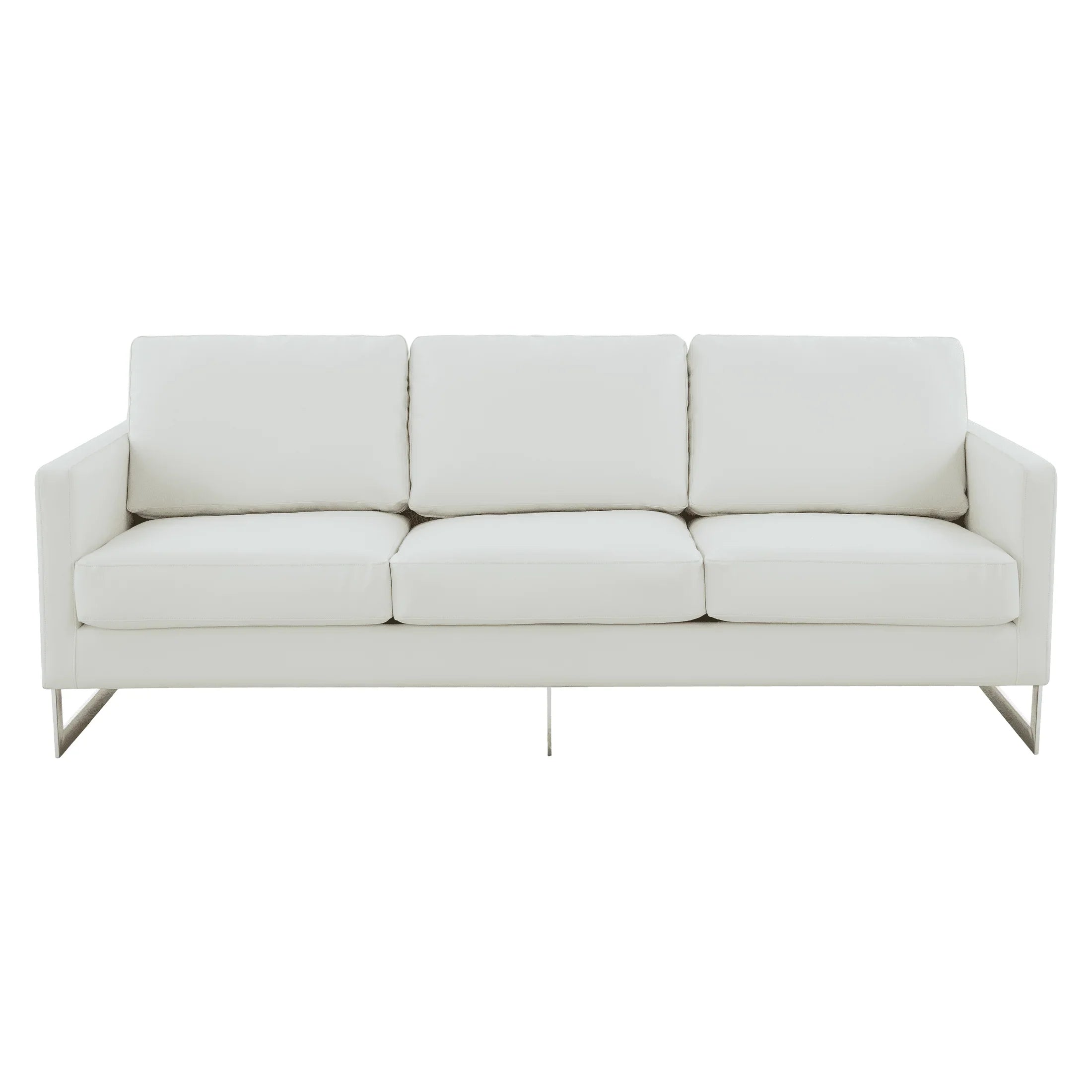Lincoln 3-Seater Sofa Upholstered in Leather with Chrome Stainless Steel Frame - Elax Furniture
