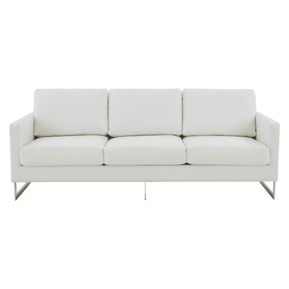 Lincoln 3-Seater Sofa Upholstered in Leather with Chrome Stainless Steel Frame - Elax Furniture