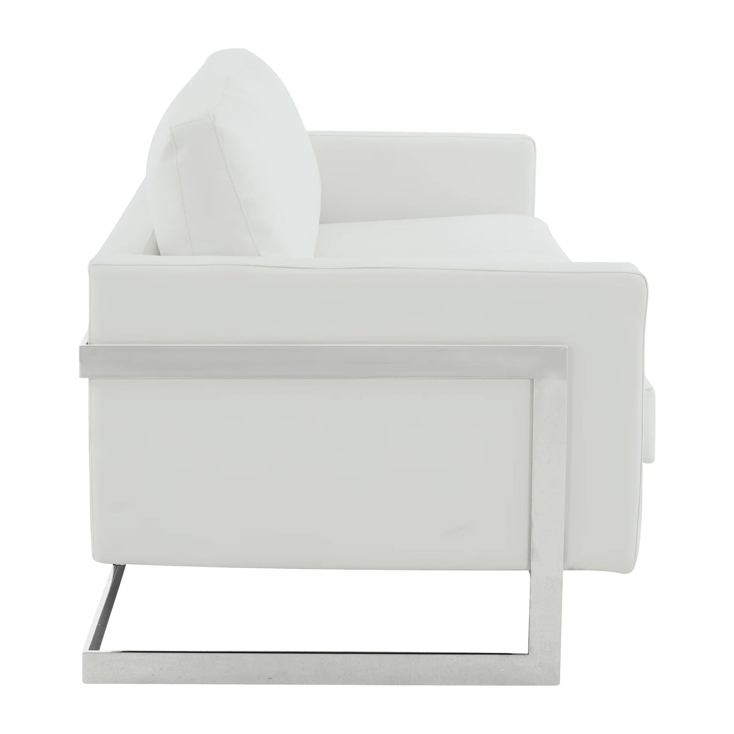 Lincoln 3-Seater Sofa Upholstered in Leather with Chrome Stainless Steel Frame - Elax Furniture