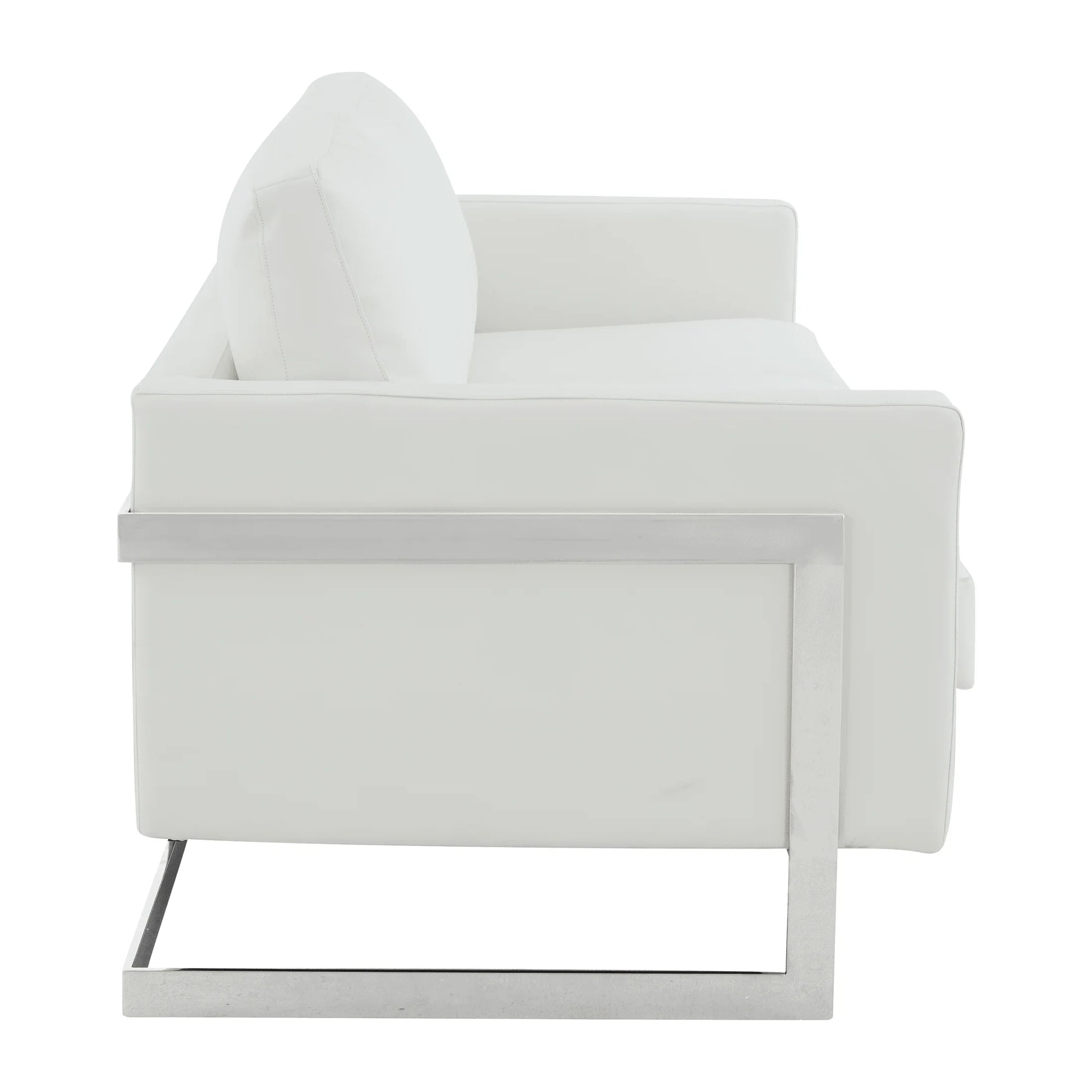 Lincoln 3-Seater Sofa Upholstered in Leather with Chrome Stainless Steel Frame - Elax Furniture