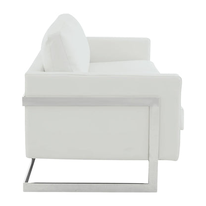 Lincoln 3-Seater Sofa Upholstered in Leather with Chrome Stainless Steel Frame - Elax Furniture