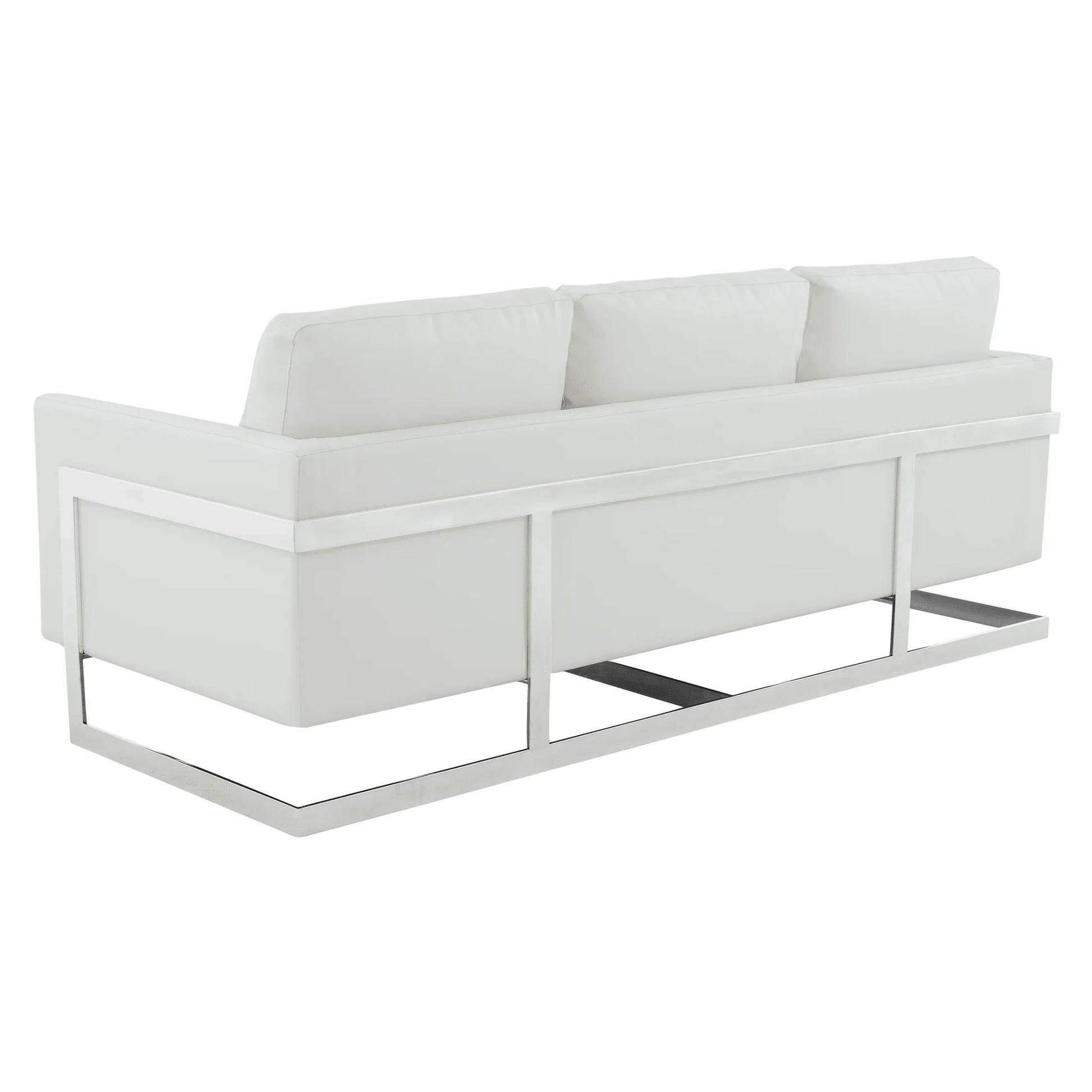 Lincoln 3-Seater Sofa Upholstered in Leather with Chrome Stainless Steel Frame - Elax Furniture