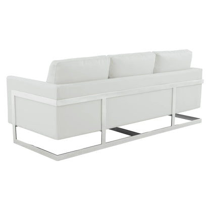 Lincoln 3-Seater Sofa Upholstered in Leather with Chrome Stainless Steel Frame - Elax Furniture