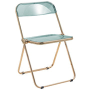 Lawrence Acrylic Folding Chair With Metal Frame Gold Jade Green Folding Chair Leisuremod