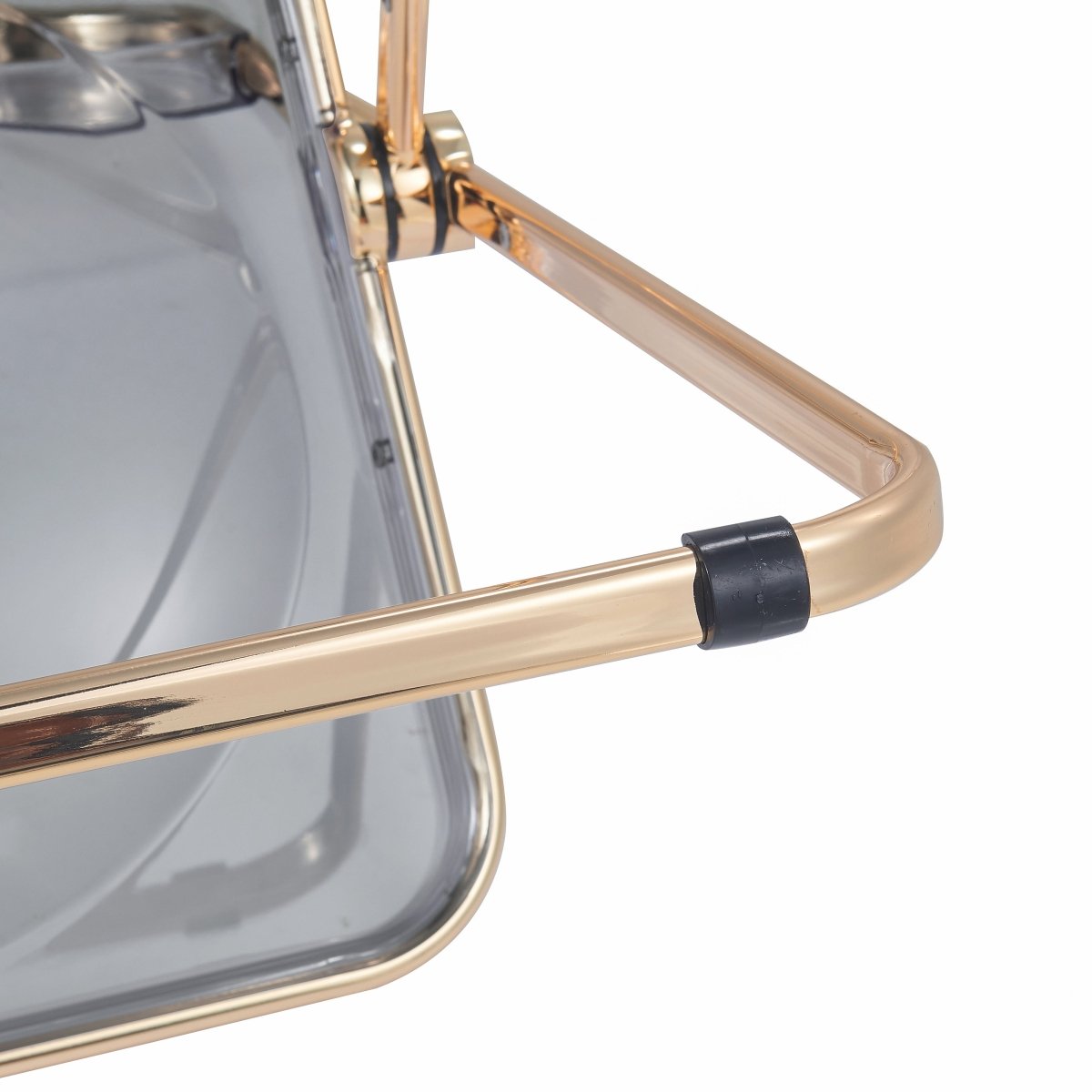 Lawrence Acrylic Folding Chair With Metal Frame Gold Transparent Black Folding Chair Leisuremod
