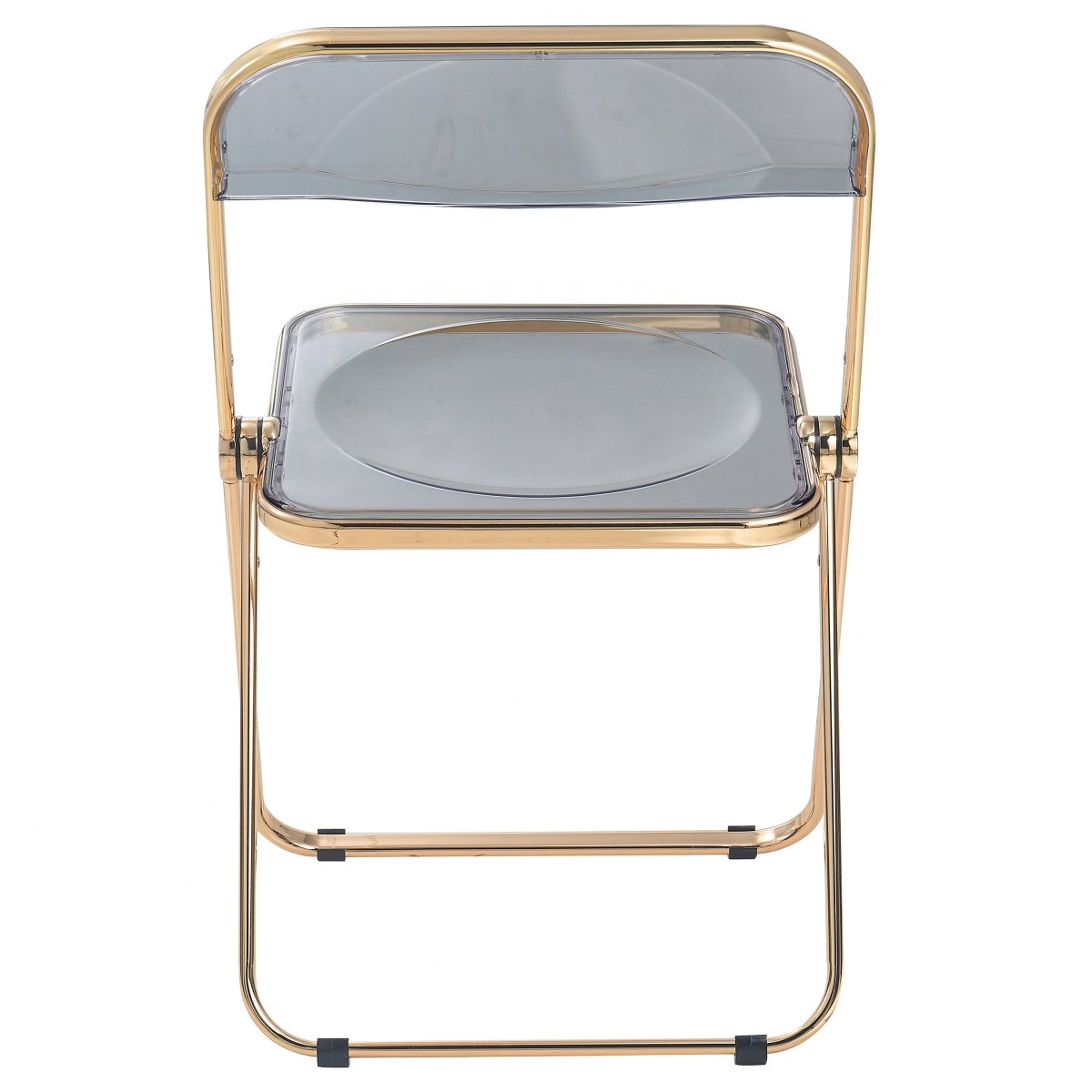 Lawrence Acrylic Folding Chair With Metal Frame Gold Transparent Black Folding Chair Leisuremod