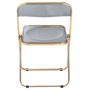 Lawrence Acrylic Folding Chair With Metal Frame Gold Transparent Black Folding Chair Leisuremod