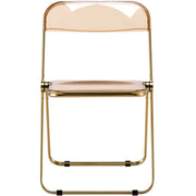 Lawrence Acrylic Folding Chair With Metal Frame Gold Amber Folding Chair Leisuremod