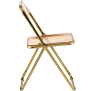 Lawrence Acrylic Folding Chair With Metal Frame Gold Amber Folding Chair Leisuremod