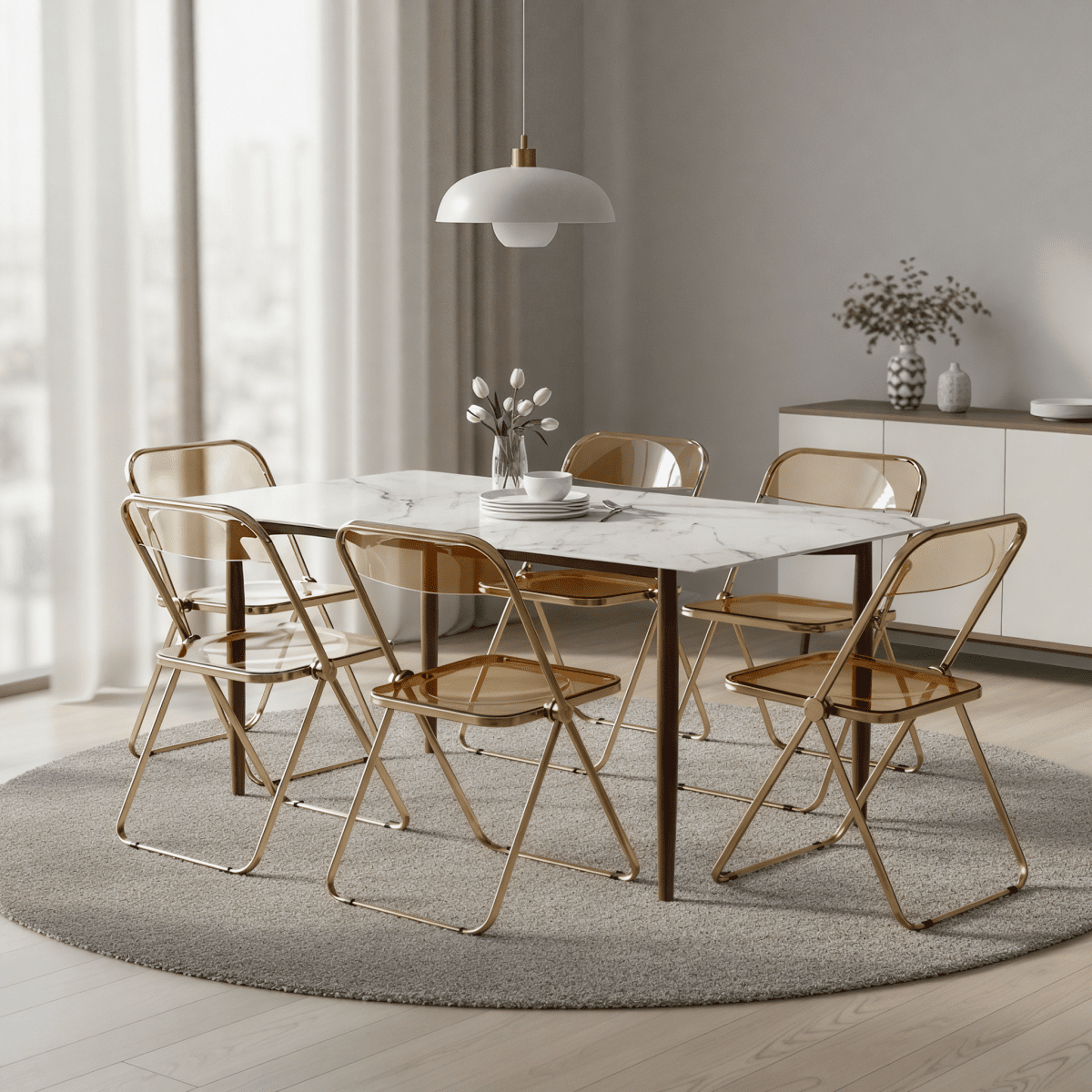 Lawrence Acrylic Folding Chair With Metal Frame Gold Amber Folding Chair Leisuremod