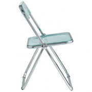 Lawrence Acrylic Folding Chair With Metal Frame Chrome Jade Green Folding Chair Leisuremod