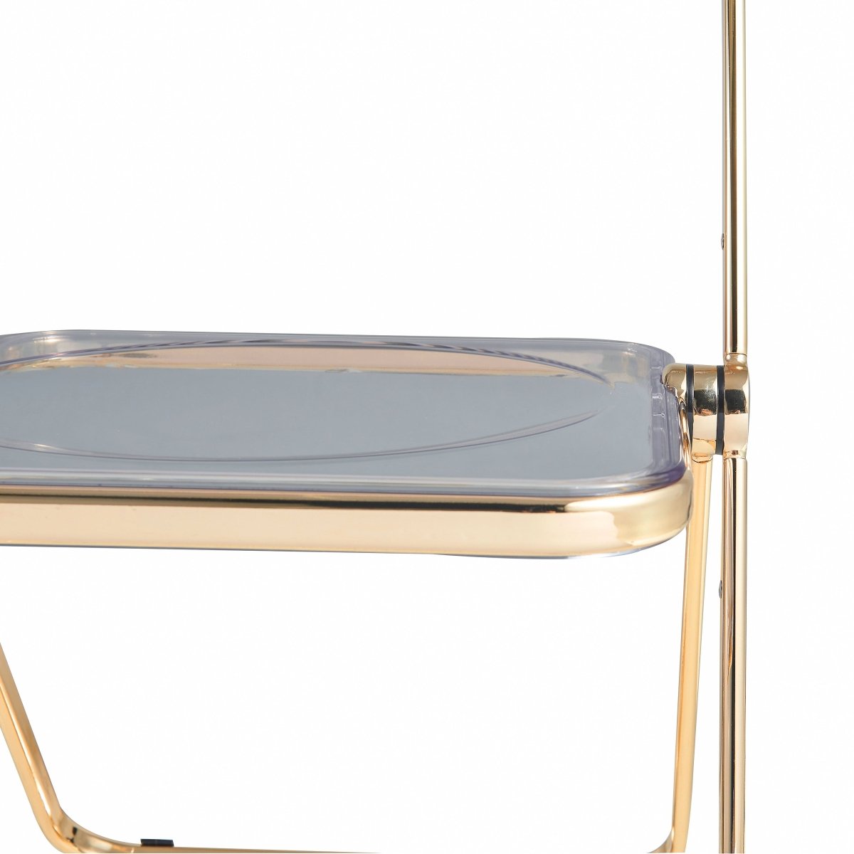 Lawrence Acrylic Folding Chair With Metal Frame Gold Transparent Black Folding Chair Leisuremod