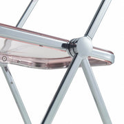 Lawrence Acrylic Folding Chair With Metal Frame Chrome Rose Pink Folding Chair Leisuremod