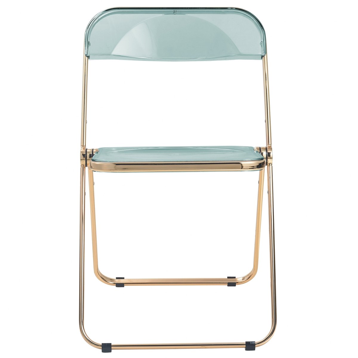 Lawrence Acrylic Folding Chair With Metal Frame Gold Jade Green Folding Chair Leisuremod