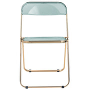 Lawrence Acrylic Folding Chair With Metal Frame Gold Jade Green Folding Chair Leisuremod