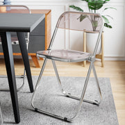 Lawrence Acrylic Folding Chair With Metal Frame Chrome Rose Pink Folding Chair Leisuremod