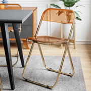 Lawrence Acrylic Folding Chair With Metal Frame Gold Tangerine Folding Chair Leisuremod