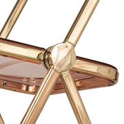 Lawrence Acrylic Folding Chair With Metal Frame Gold Rose Pink Folding Chair Leisuremod