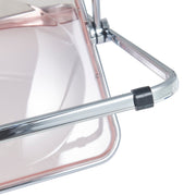 Lawrence Acrylic Folding Chair With Metal Frame Chrome Rose Pink Folding Chair Leisuremod