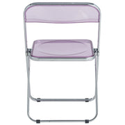 Lawrence Acrylic Folding Chair With Metal Frame Chrome Magenta Folding Chair Leisuremod
