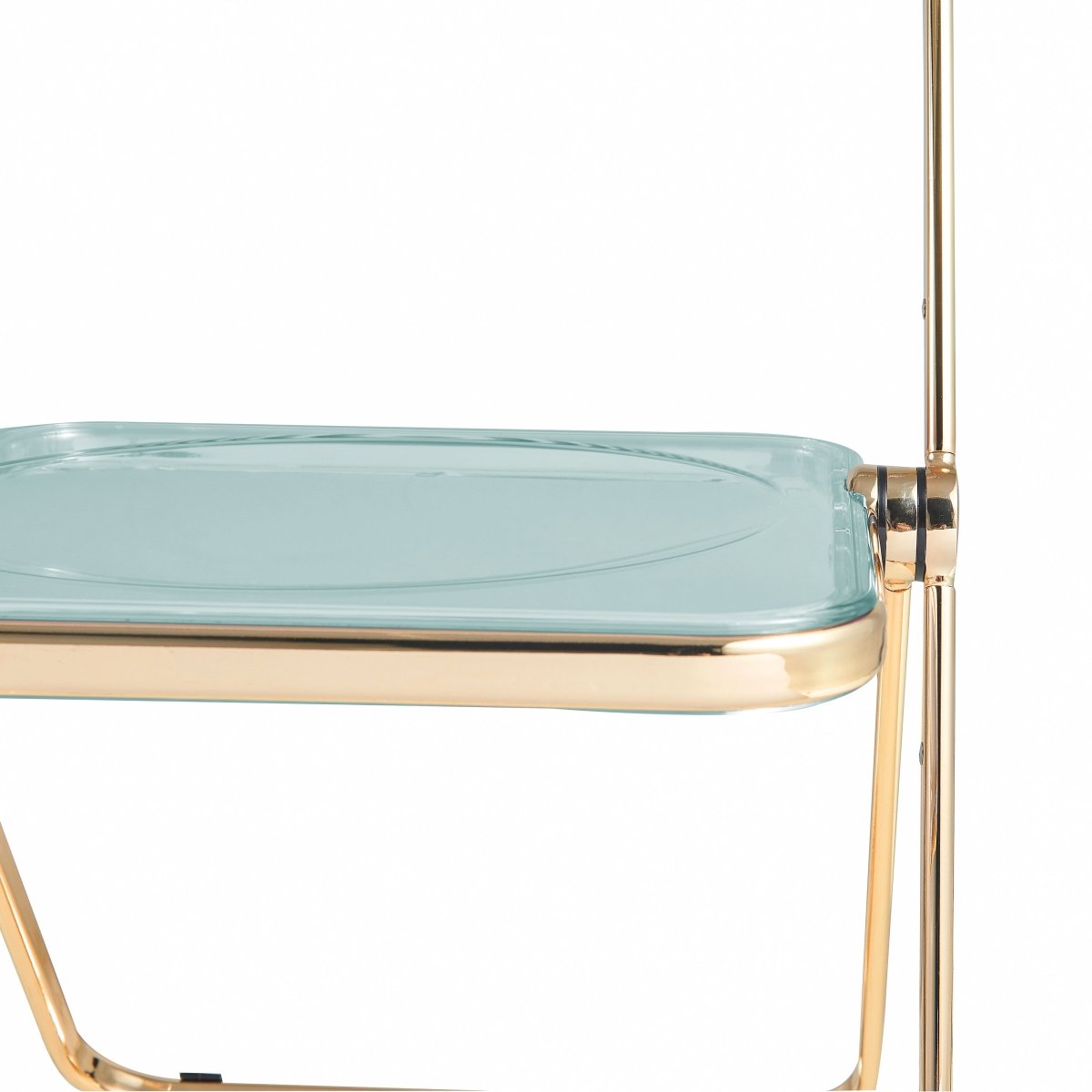 Lawrence Acrylic Folding Chair With Metal Frame Gold Jade Green Folding Chair Leisuremod