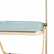 Lawrence Acrylic Folding Chair With Metal Frame Gold Jade Green Folding Chair Leisuremod