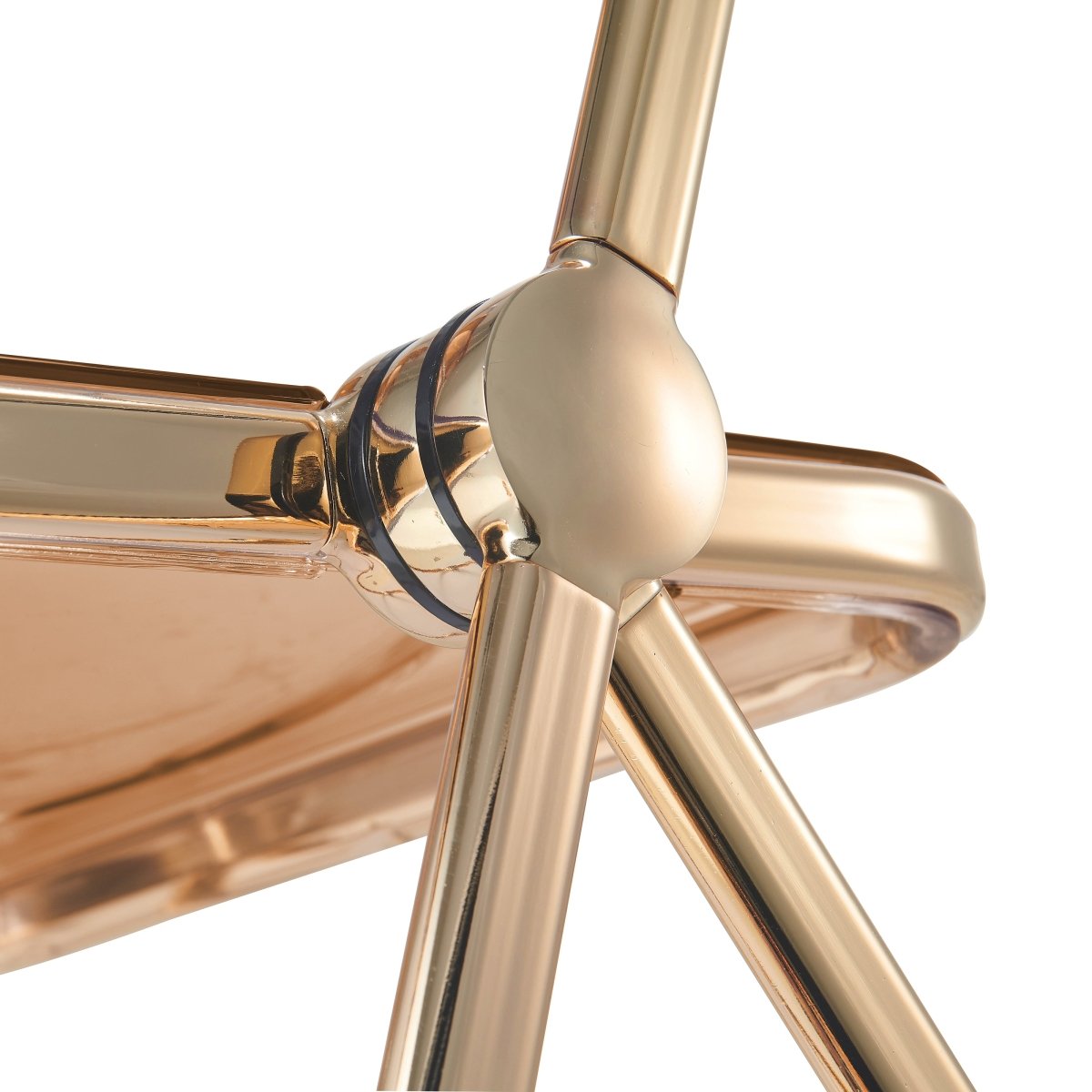 Lawrence Acrylic Folding Chair With Metal Frame Gold Tangerine Folding Chair Leisuremod