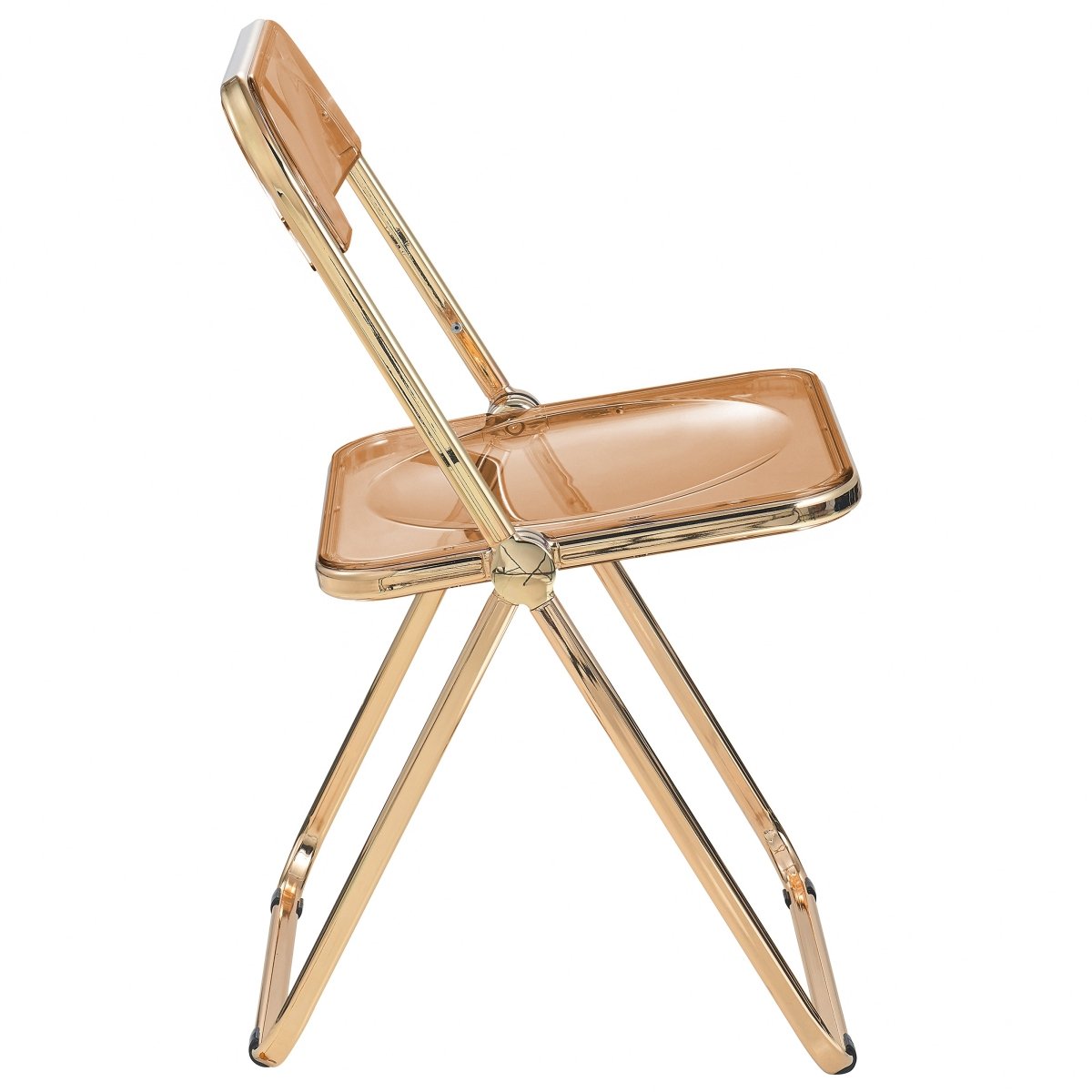 Lawrence Acrylic Folding Chair With Metal Frame Gold Tangerine Folding Chair Leisuremod