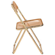 Lawrence Acrylic Folding Chair With Metal Frame Gold Tangerine Folding Chair Leisuremod
