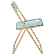 Lawrence Acrylic Folding Chair With Metal Frame Gold Jade Green Folding Chair Leisuremod