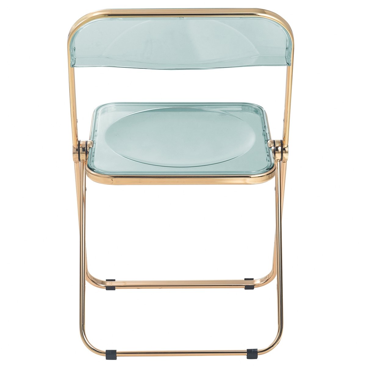 Lawrence Acrylic Folding Chair With Metal Frame Gold Jade Green Folding Chair Leisuremod