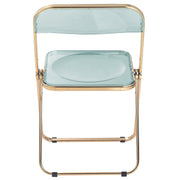 Lawrence Acrylic Folding Chair With Metal Frame Gold Jade Green Folding Chair Leisuremod