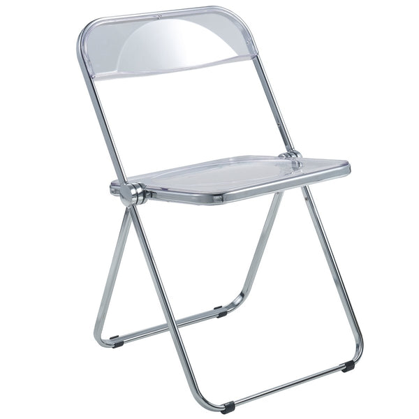 Lawrence Acrylic Folding Chair With Metal Frame Chrome Clear Folding Chair Leisuremod