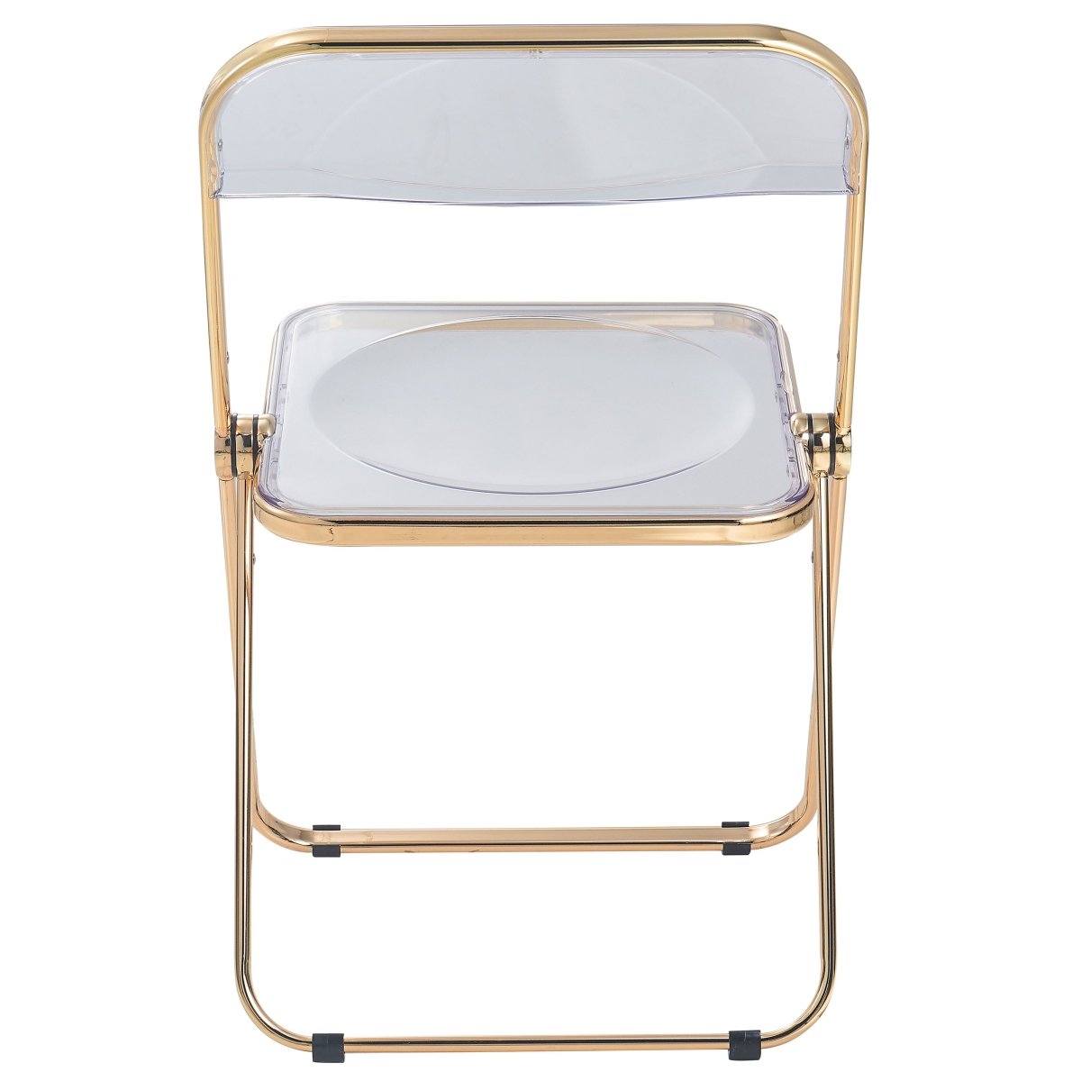Lawrence Acrylic Folding Chair With Metal Frame Gold Clear Folding Chair Leisuremod